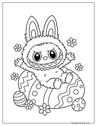Labubu Relaxing on Easter Egg