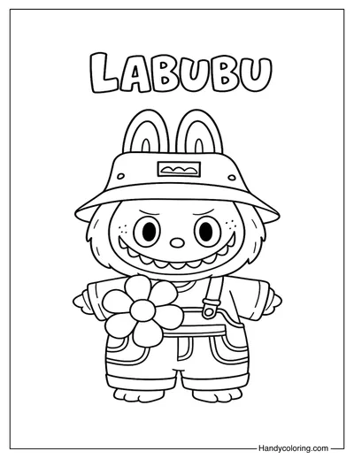 Labubu with Hat Coloring Page