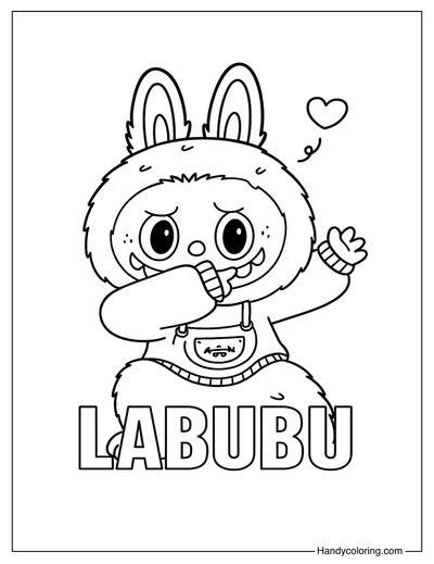 Labubu with Heart Coloring Page