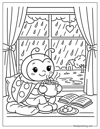 Ladybug By The Window With Hot Cocoa