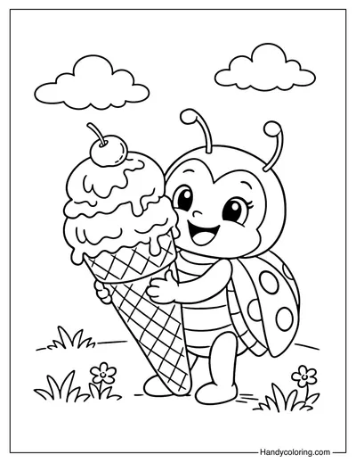 Ladybug Holding Ice Cream
