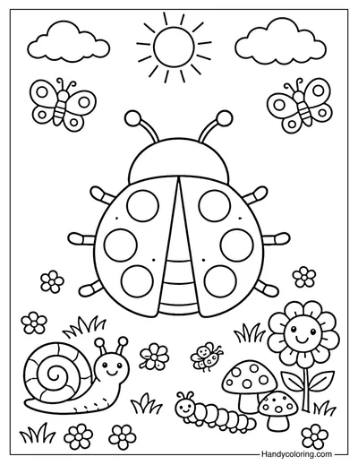 Ladybug in A Garden with Friends