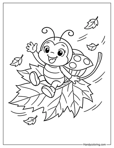 Ladybug on An Autumn Leaf