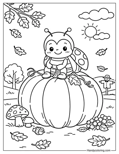 Ladybug Sitting on A Pumpkin