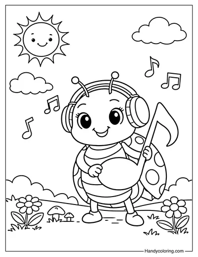Ladybug Wearing Headphones