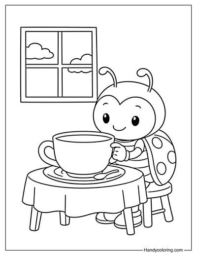 Ladybug with Large Teacup