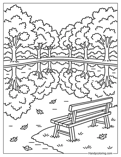 Lakeside Autumn Coloring Page
