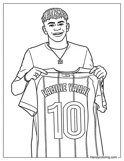 Lamine Yamal Holding Number 10 Jersey