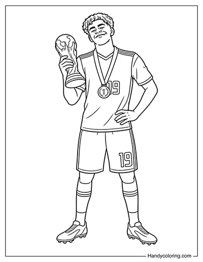 Lamine Yamal Holding the World Cup Trophy