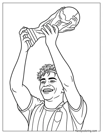 Lamine Yamal Lifting the World Cup Trophy