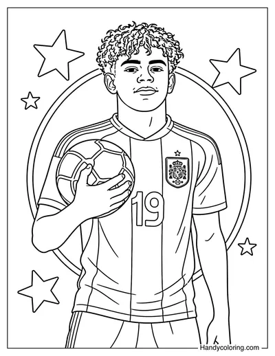 Lamine Yamal Portrait with Soccer Ball
