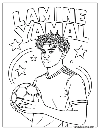 Lamine Yamal with Soccer Ball in Hand