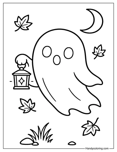 Lantern Ghost Coloring Page