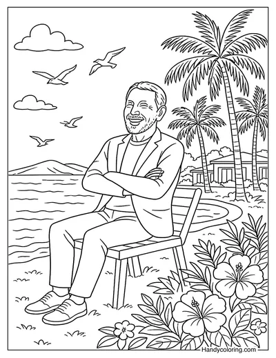Larry Ellison at Lanai Island Retreat Coloring Page