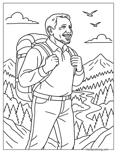 Larry Ellison at the Mountain Peak Coloring Page