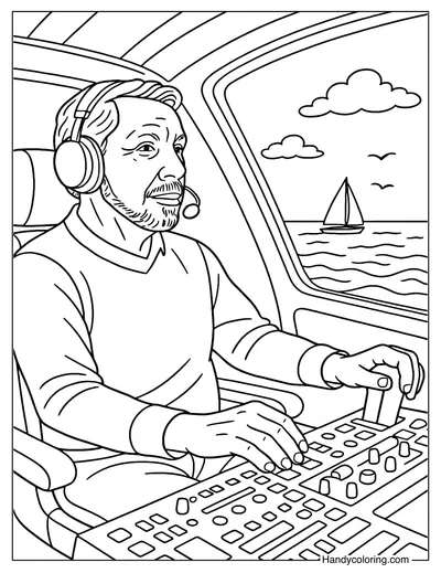 Larry Ellison in the Cockpit Coloring Page