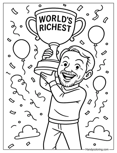 Larry Ellison Lifting a Giant Trophy Coloring Page