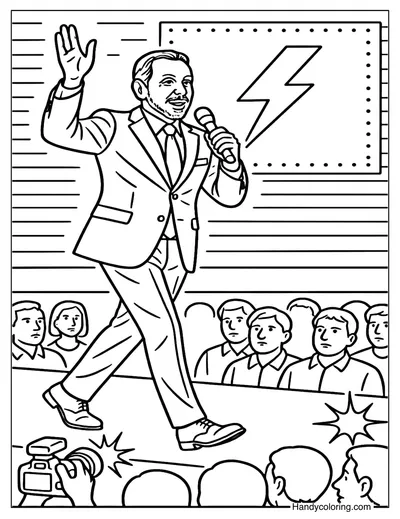Larry Ellison on the Big Stage Coloring Page