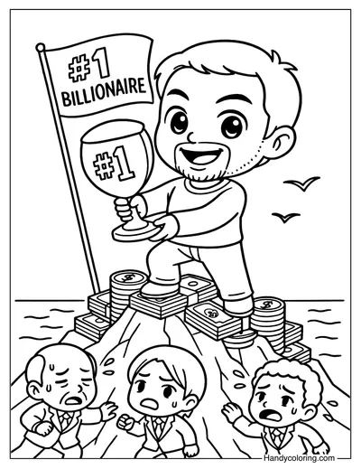 Larry Ellison on the Money Mountain Coloring Page
