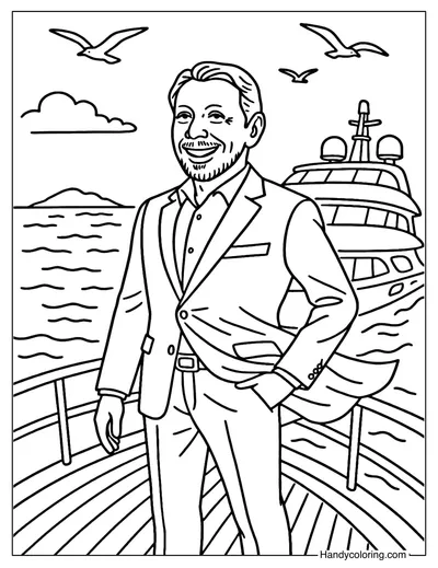 Larry Ellison on the Ocean Yacht Coloring Page