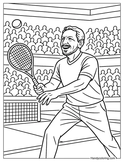 Larry Ellison Playing Tennis Coloring Page