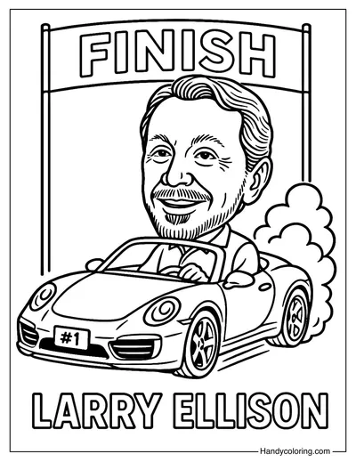 Larry Ellison Racing Ahead Coloring Page