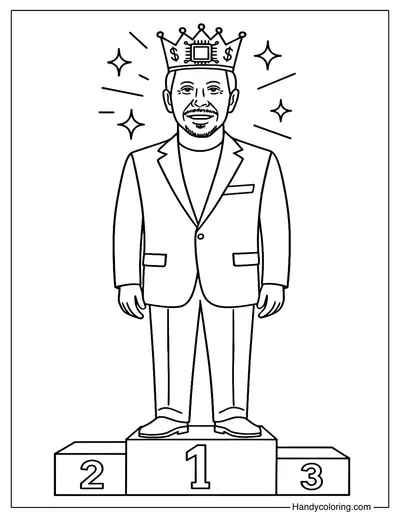 Larry Ellison with Billionaire Crown Coloring Page