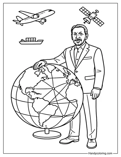 Larry Ellison with the Global Map Coloring Page