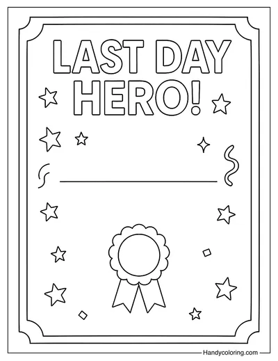 Last Day Certificate Coloring Page