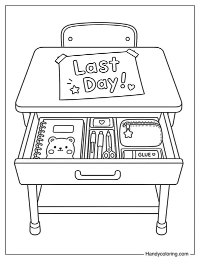 Last Day Desk Drawer with School Supplies