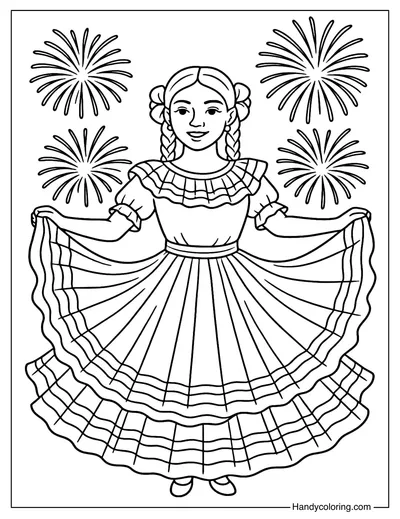 Latina Folklorico Dress Coloring Page