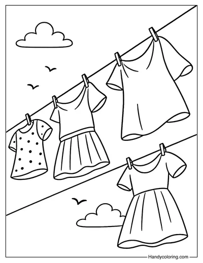 Laundry Day Upview Coloring Page