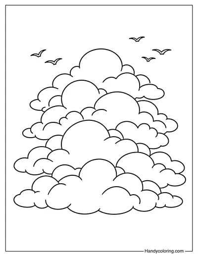 Layered Puffy Clouds Coloring Page
