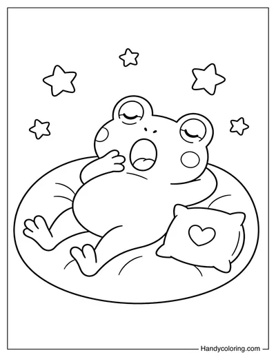 Lazy Chubby Frog Lounging on a Soft Cushion