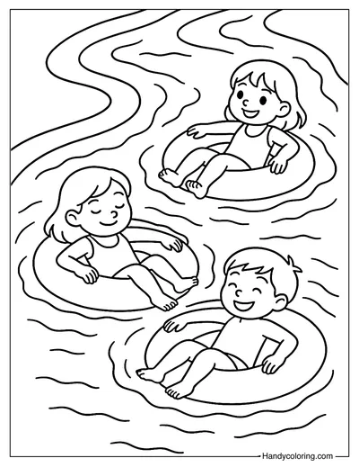 Lazy River Fun Coloring Page