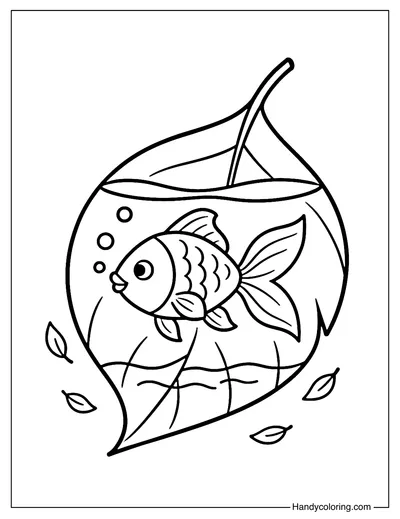 Leaf Aquarium Coloring Page