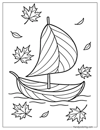 Leaf Boat Coloring Page
