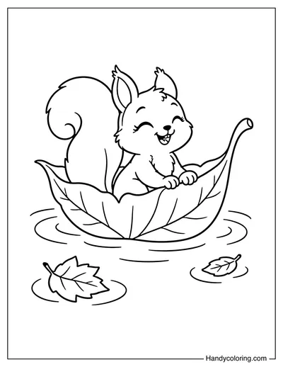 Leaf Boat Floating on Water