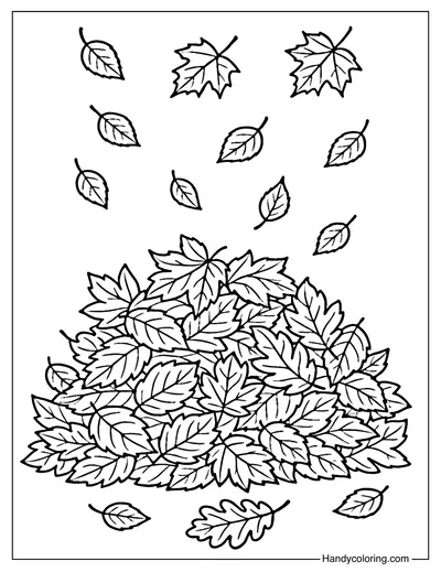 Leaf Pile Coloring Page