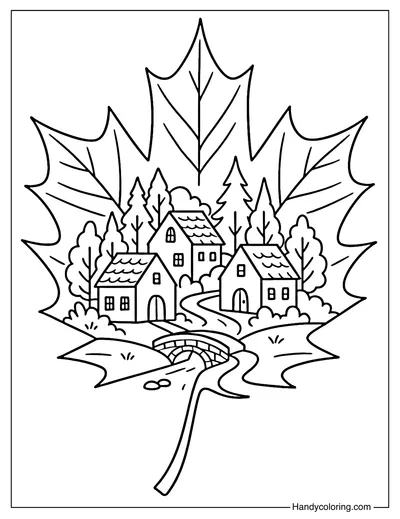 Leaf Village Coloring Page