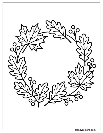 Leaf Wreath Coloring Page