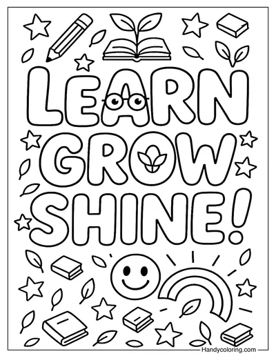 Learn - Grow - Shine Coloring Page