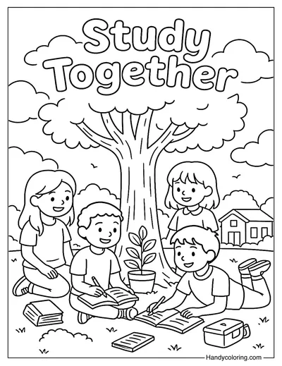 Learning is Better with Friends Coloring Page