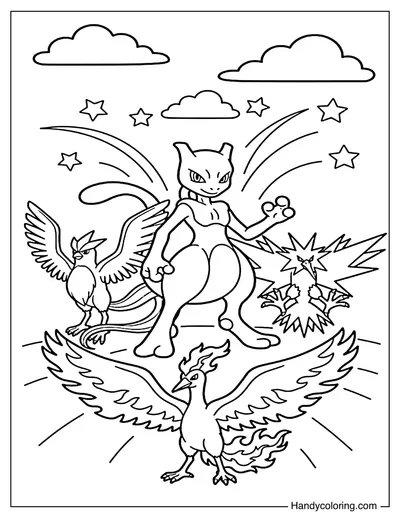 Legendary Pokemon with Articuno, Zapdos, Moltres, Mewtwo
