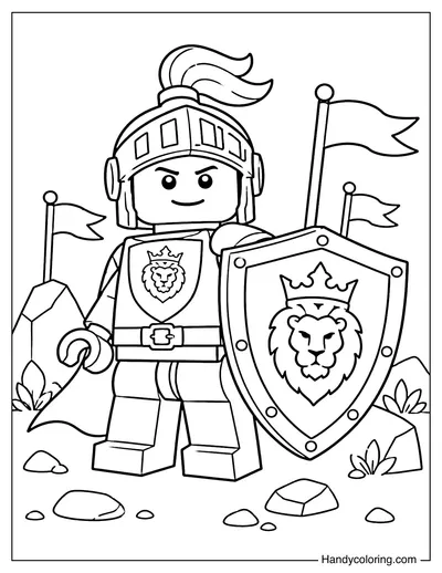 Lego Knight Holding Big Shield