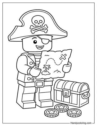 Lego Pirate Holding Treasure Map