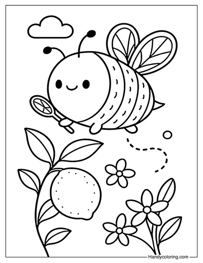 Lemon Bee Coloring Page