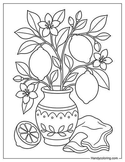 Lemon Branch in Ceramic Vase