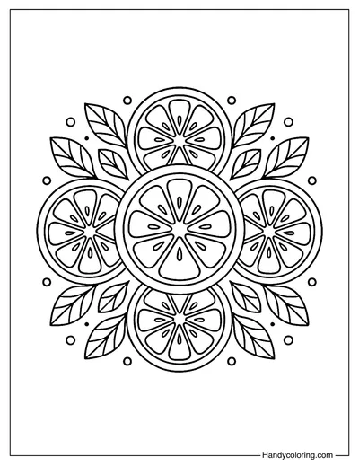 Lemon Flower Pattern Coloring Page