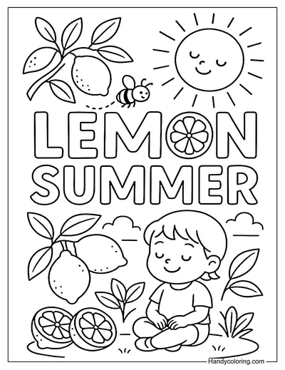 Lemon Lettering Art Coloring Page